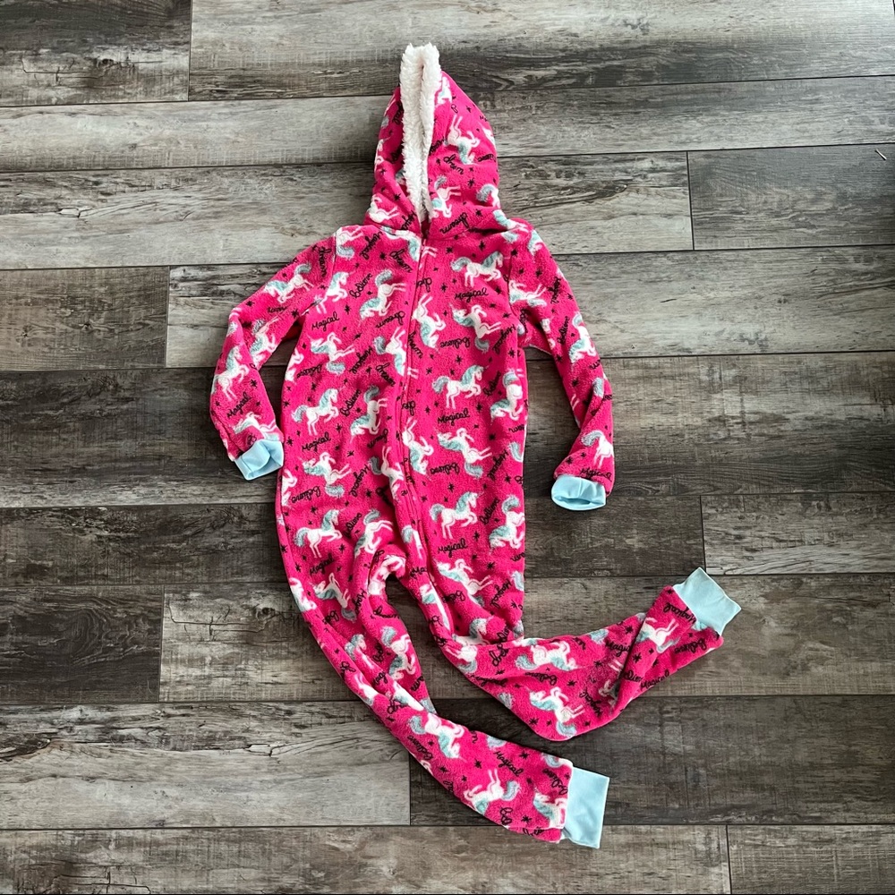 Girls Fleece Unicorn Onsie Pajamas 10/12